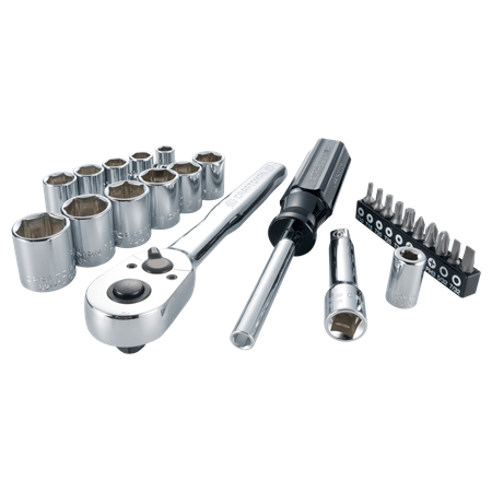 Juego de 24 piezas crique Craftsman, accesorios y tubos 3-8 pulgadas - Sistema MM